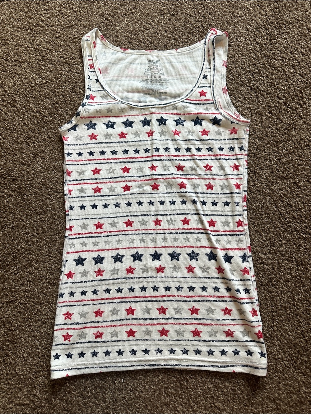 Faded Glory Star Print Tank Top, Size L